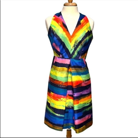 Milly Phoebe Watercolor Halter Dress with Pockets - Picture 3 of 5